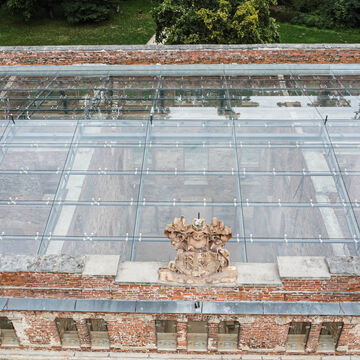 überdachte Schlossruine in Zatonie, © Władysław Czulak / Urząd Miasta Zielona Góra